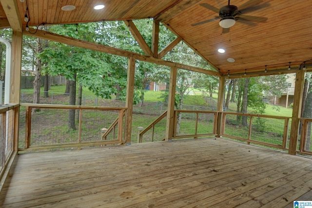 204 Shalimar Cir, Alabaster, AL 35007 - wooden deck featuring ceiling fan and a lawn