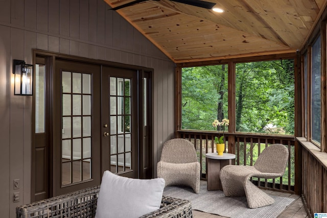 3709 Dover Dr, Mountain Brook, AL 35223 - sunroom / solarium featuring french doors and vaulted ceiling
