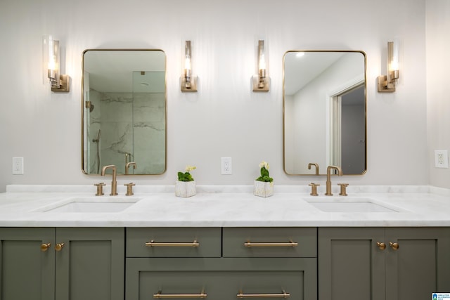 3709 Dover Dr, Mountain Brook, AL 35223 - full bath with double vanity and a marble finish shower