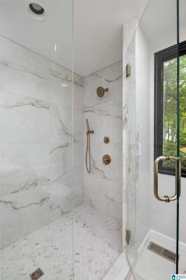 3709 Dover Dr, Mountain Brook, AL 35223 - full bathroom with a marble finish shower and baseboards