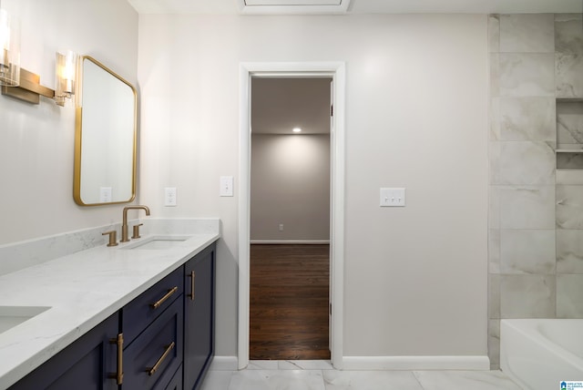 3709 Dover Dr, Mountain Brook, AL 35223 - bathroom with double vanity and baseboards