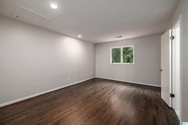 3709 Dover Dr, Mountain Brook, AL 35223 - spare room with dark wood-type flooring, recessed lighting, and attic access