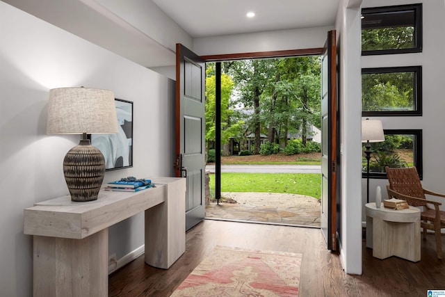3709 Dover Dr, Mountain Brook, AL 35223 - foyer entrance with wood finished floors and recessed lighting