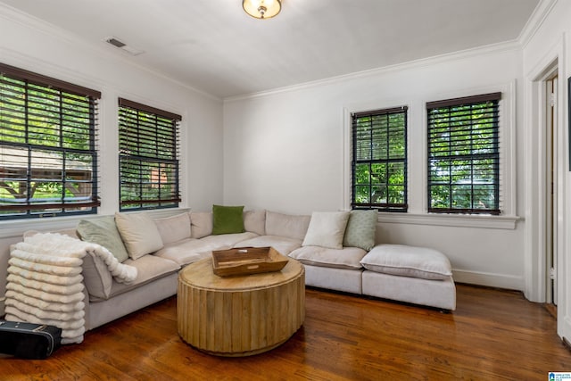 3443 Cliff Rd S, Birmingham, AL 35205 - living area with plenty of natural light, wood finished floors, and crown molding