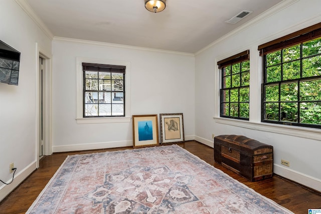 3443 Cliff Rd S, Birmingham, AL 35205 - spare room with crown molding and dark wood-type flooring