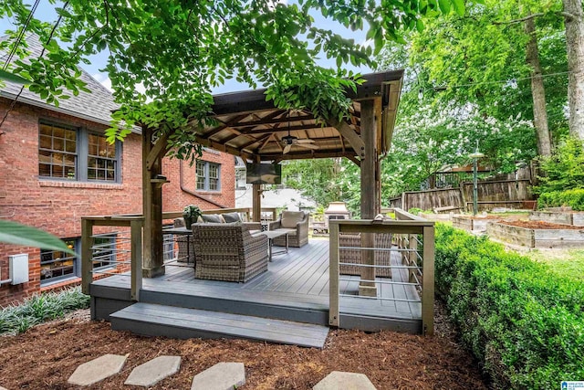 3443 Cliff Rd S, Birmingham, AL 35205 - wooden deck featuring a gazebo and a ceiling fan
