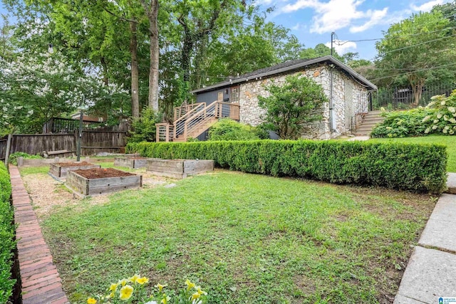 3443 Cliff Rd S, Birmingham, AL 35205 - view of yard with a vegetable garden and stairs
