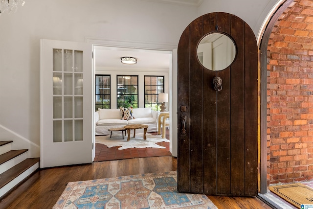 3443 Cliff Rd S, Birmingham, AL 35205 - entrance foyer featuring ornamental molding, wood finished floors, and stairway
