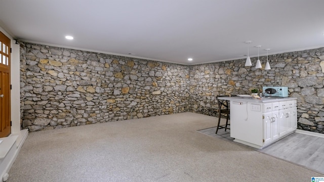 3443 Cliff Rd S, Birmingham, AL 35205 - bar with ornamental molding and white microwave
