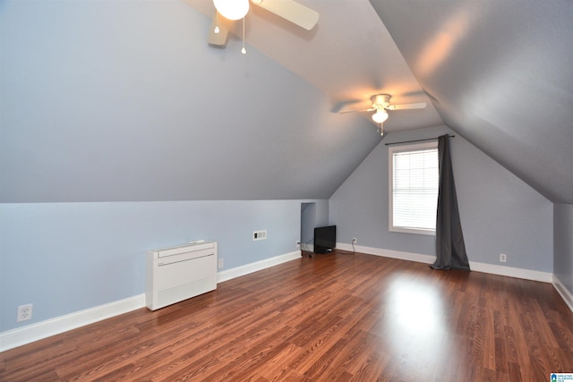 401 Waterford Highlands Way, Calera, AL 35040 - additional living space with a ceiling fan, dark wood-type flooring, and vaulted ceiling