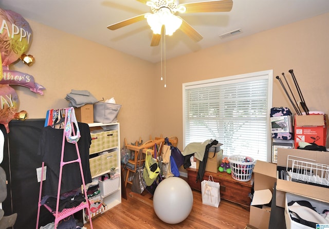 401 Waterford Highlands Way, Calera, AL 35040 - playroom with ceiling fan and wood finished floors