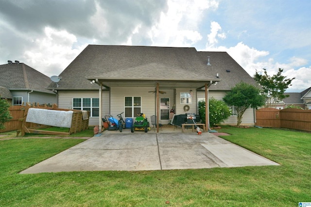 401 Waterford Highlands Way, Calera, AL 35040 - back of house featuring ceiling fan, a patio, and a shingled roof