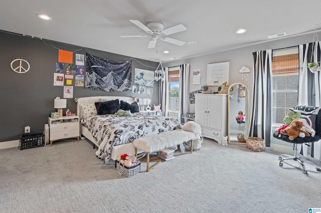 1221 Grants Way, Irondale, AL 35210 - bedroom featuring recessed lighting, carpet, and ceiling fan