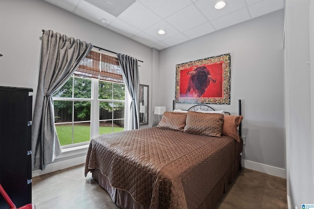 1221 Grants Way, Irondale, AL 35210 - bedroom with a paneled ceiling, concrete flooring, and recessed lighting