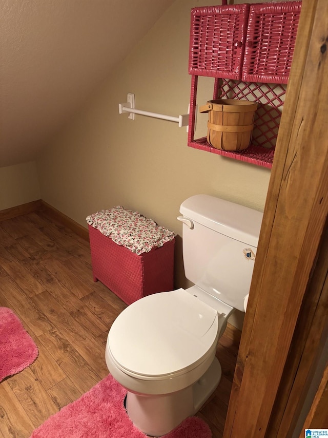 26718 Bridge Ln, Andalusia, AL 36421 - bathroom with lofted ceiling and wood finished floors