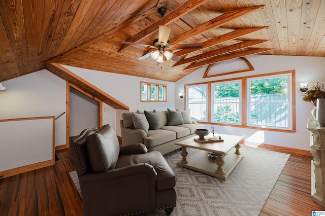 5100 7th Ct S, Birmingham, AL 35212 - living area with wood ceiling, ceiling fan, and hardwood / wood-style flooring