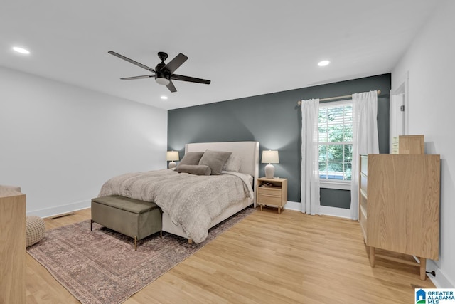 6400 Glenview Cir, Gardendale, AL 35071 - bedroom featuring recessed lighting, light wood finished floors, and a ceiling fan