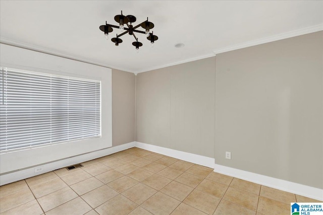 1125 SW 15th St, Birmingham, AL 35211 - tiled spare room with a chandelier and ornamental molding