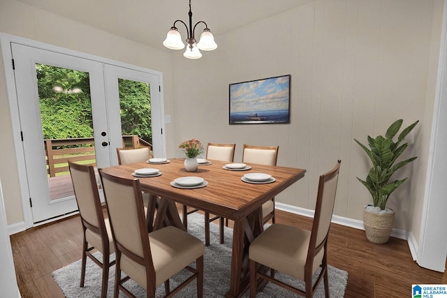 532 Hickory St, Birmingham, AL 35206 - dining room featuring wood finished floors, a chandelier, and french doors