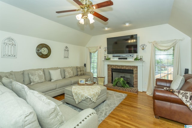8587 Hayes Rd, Helena, AL 35022 - living room featuring plenty of natural light, wood finished floors, ceiling fan, and lofted ceiling