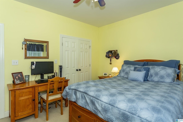 8587 Hayes Rd, Helena, AL 35022 - bedroom with light carpet, an office area, a closet, and a ceiling fan