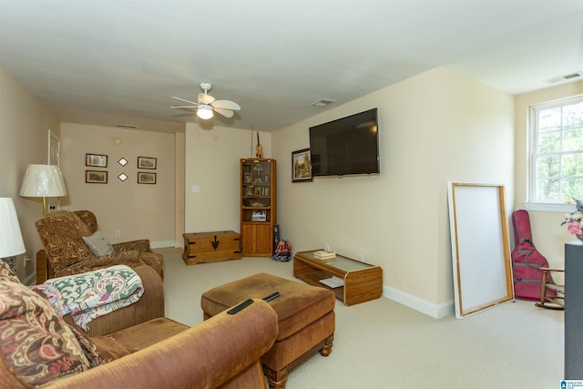 8587 Hayes Rd, Helena, AL 35022 - carpeted living room with a ceiling fan and baseboards