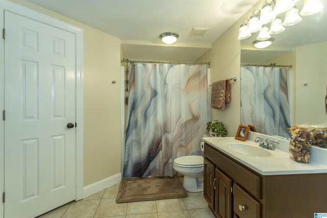 8587 Hayes Rd, Helena, AL 35022 - full bathroom with vanity, tile patterned floors, and a shower with shower curtain