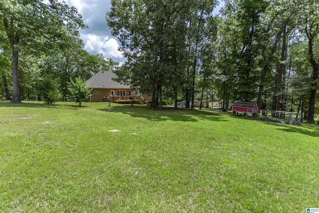 8587 Hayes Rd, Helena, AL 35022 - view of green lawn with a deck