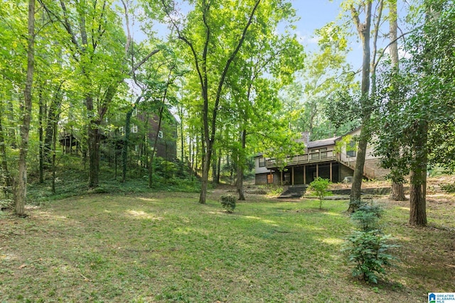 2005 Crossvine Rd, Hoover, AL 35244 - view of grassy yard with a wooden deck