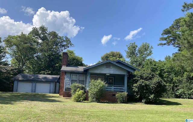 3185 Loblolly Ln, Birmingham, AL 35224 - view of front of property featuring a front yard, a porch, and a chimney