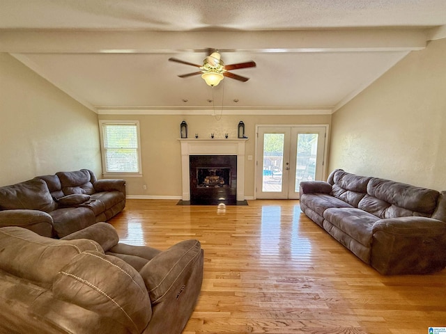 1027 Creek Trl, Anniston, AL 36206 - living room with ceiling fan, light wood-style floors, plenty of natural light, and french doors
