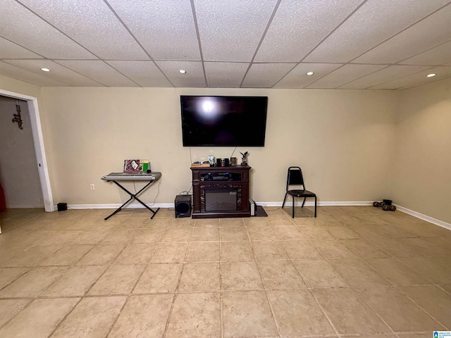 1027 Creek Trl, Anniston, AL 36206 - sitting room with recessed lighting, light tile patterned floors, and a paneled ceiling