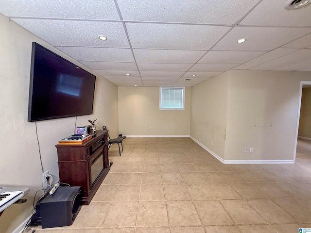 1027 Creek Trl, Anniston, AL 36206 - living area with light tile patterned floors, a drop ceiling, and recessed lighting
