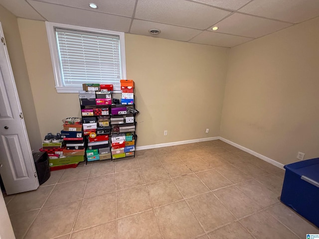 1027 Creek Trl, Anniston, AL 36206 - game room featuring light tile patterned flooring, a drop ceiling, and recessed lighting