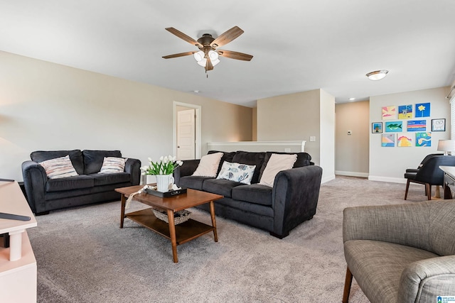4486 Old Cahaba Pkwy, Helena, AL 35080 - living area featuring ceiling fan and light carpet