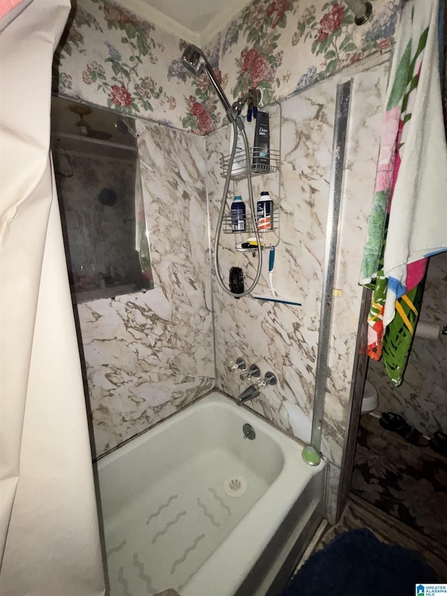 92 Briar Hill Loop, Wetumpka, AL 36092 - bathroom with shower / bathtub combination and wallpapered walls