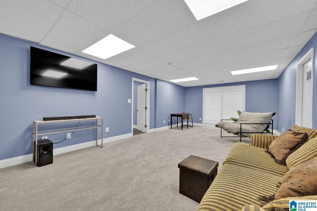 5557 Lakes Edge Dr, Hoover, AL 35242 - living area with a drop ceiling and carpet flooring