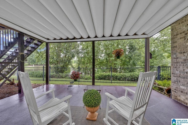 5557 Lakes Edge Dr, Hoover, AL 35242 - view of patio featuring stairway and view of scattered trees