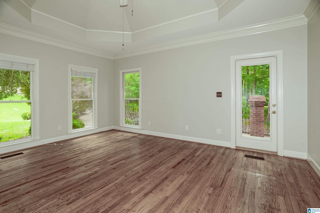 3357 Afton Ln, Birmingham, AL 35242 - empty room with wood finished floors, ornamental molding, and ceiling fan