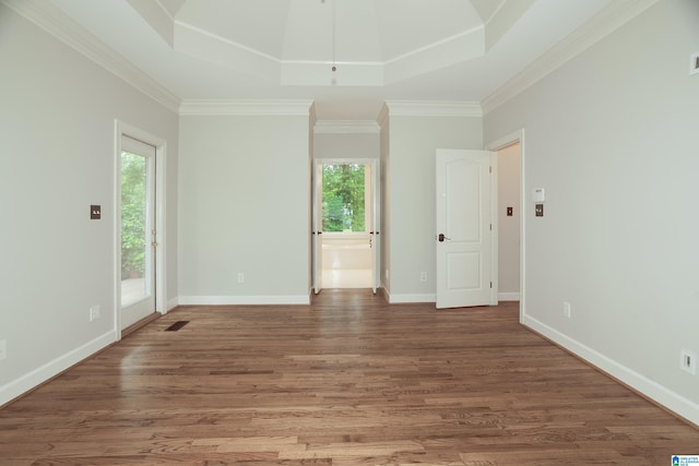 3357 Afton Ln, Birmingham, AL 35242 - empty room with wood finished floors, a raised ceiling, and crown molding