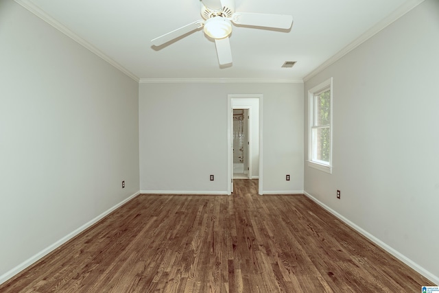 3357 Afton Ln, Birmingham, AL 35242 - empty room with wood finished floors, ornamental molding, and ceiling fan
