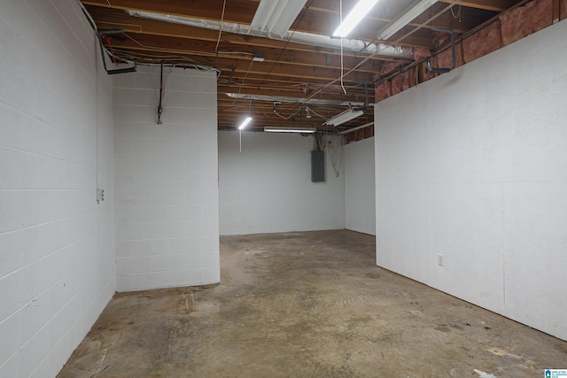 3357 Afton Ln, Birmingham, AL 35242 - unfinished below grade area with electric panel and concrete block wall