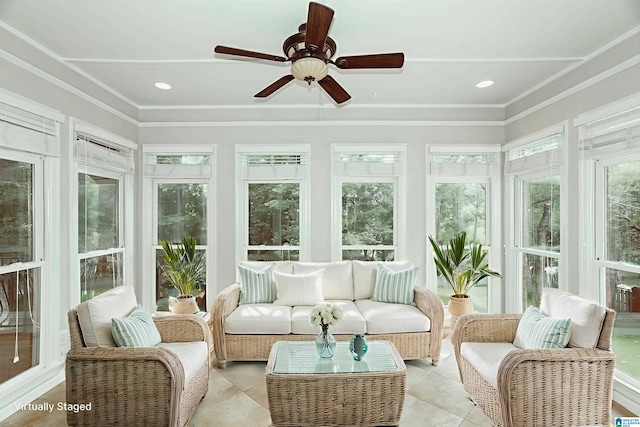 3357 Afton Ln, Birmingham, AL 35242 - sunroom / solarium featuring crown molding, tile patterned floors, and recessed lighting
