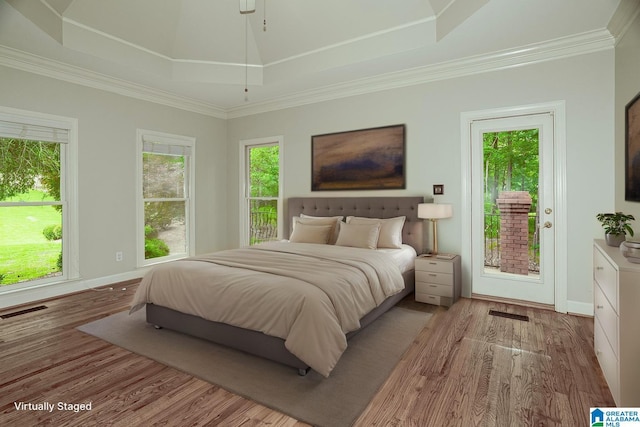 3357 Afton Ln, Birmingham, AL 35242 - bedroom with access to outside, wood finished floors, and ornamental molding
