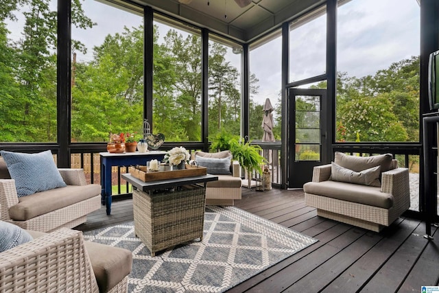 4067 Milners Cres, Hoover, AL 35242 - sunroom with an outdoor hangout area and a ceiling fan