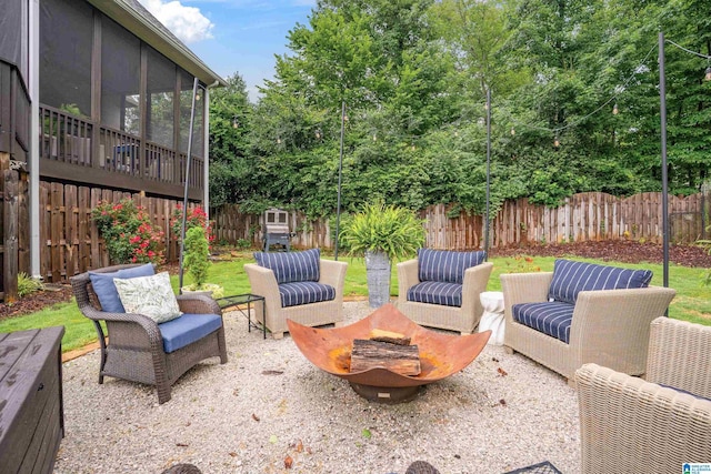 4067 Milners Cres, Hoover, AL 35242 - fenced backyard with an outdoor living space, a patio, and a sunroom