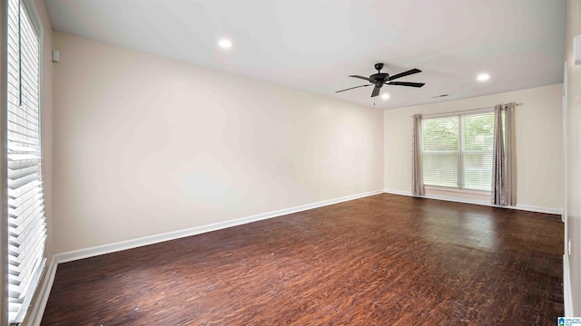 2653 NE Janice Cir, Birmingham, AL 35235 - spare room featuring a ceiling fan, dark wood finished floors, and recessed lighting