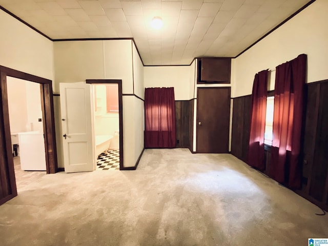 672 Websters Chapel Rd, Wellington, AL 36279 - unfurnished bedroom featuring carpet floors, crown molding, and a wainscoted wall
