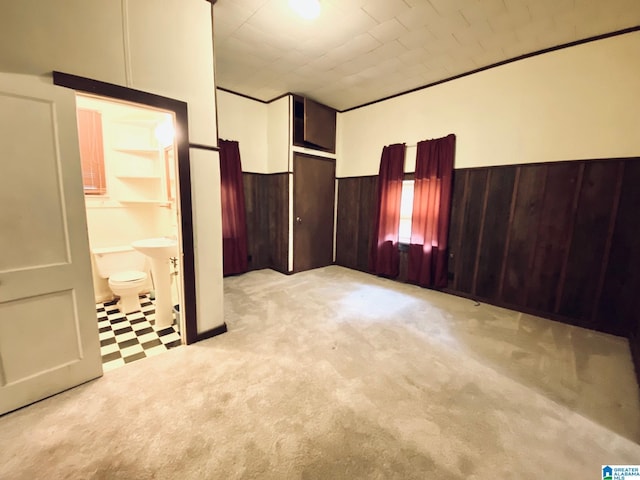 672 Websters Chapel Rd, Wellington, AL 36279 - spare room with carpet flooring, wainscoting, and wooden walls