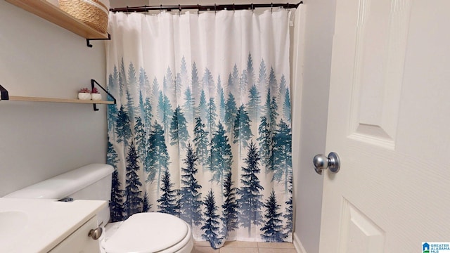 2049 Forest Lakes Ln, Sterrett, AL 35147 - bathroom with tile patterned flooring, vanity, and a shower with shower curtain